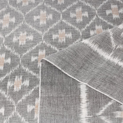 Grey - Maniabandha Ikat Weave Handloom Cotton Fabric 22