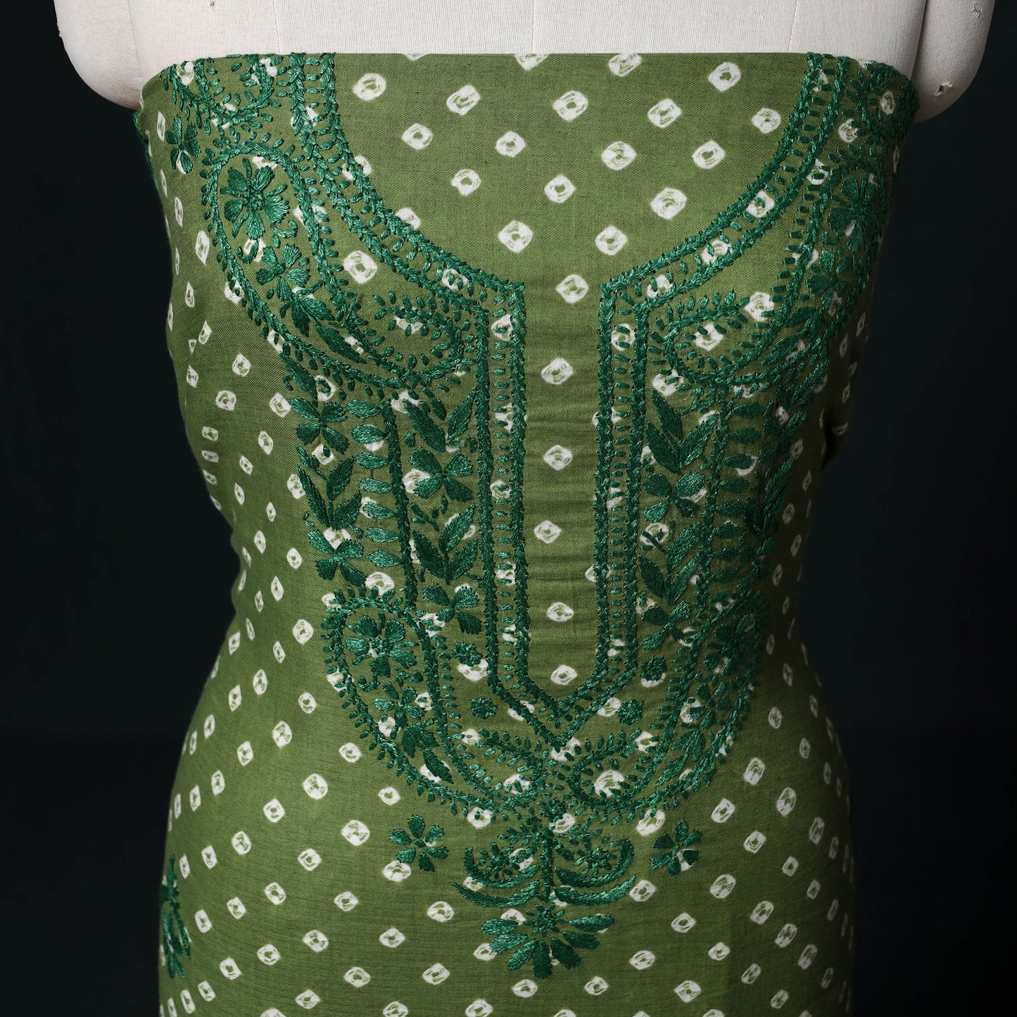 Chikankari Hand Embroidered Cotton Unstitched Kurta Material (3M) 11