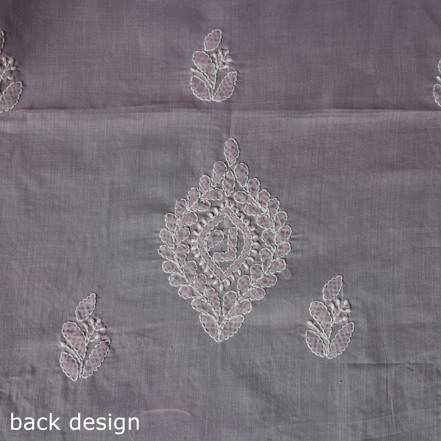 Lucknow Chikankari Parsi Style Hand Embroidered Pure Mul Cotton Unstitched Kurta Material (2.8M) 05
