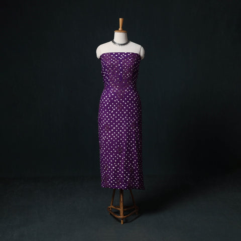 Purple - Chikankari Hand Embroidered Cotton Unstitched Kurta Material (3M) 12