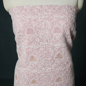 Lucknow Chikankari Parsi Style Hand Embroidered Pure Mul Cotton Unstitched Kurta Material (2.8M) 06