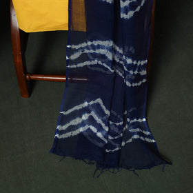 Blue - Shibori Tie-Dye Kota Doria Cotton 3pc Unstitched Dress Material Suit Set 01