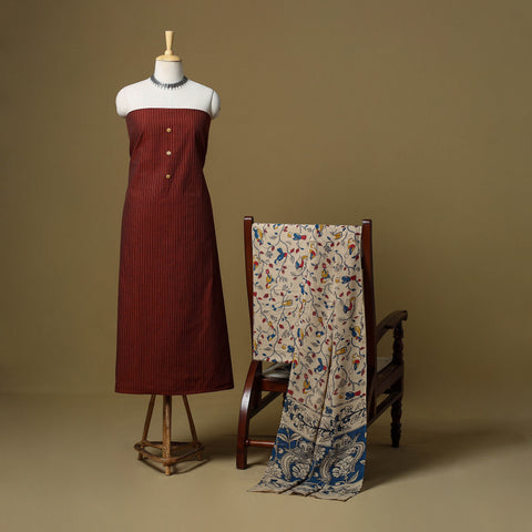 Maroon - Plain Cotton 3pc Unstitched Dress Material 01