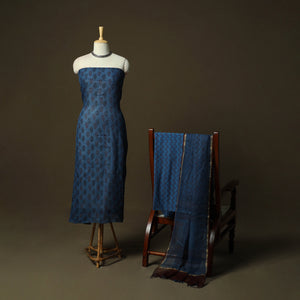 Hand Block Bagh Print Natural Dyed Kota Doria Cotton 3pc Unstitched Dress Material 13