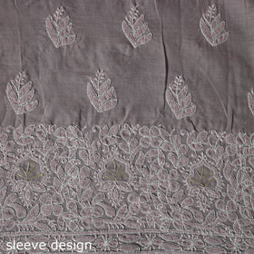 Lucknow Chikankari Parsi Style Hand Embroidered Pure Mul Cotton Unstitched Kurta Material (2.8M) 06