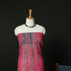 Pink - Shibori Tie-Dye Kota Doria Cotton 3pc Unstitched Dress Material Suit Set 02