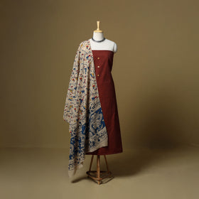 Maroon - Plain Cotton 3pc Unstitched Dress Material 01