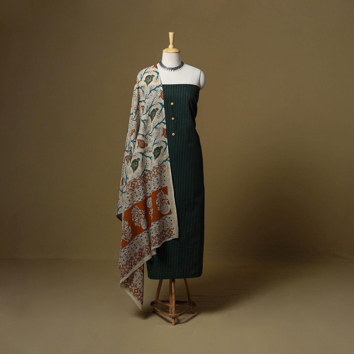 Green - Plain Cotton 3pc Unstitched Dress Material 02