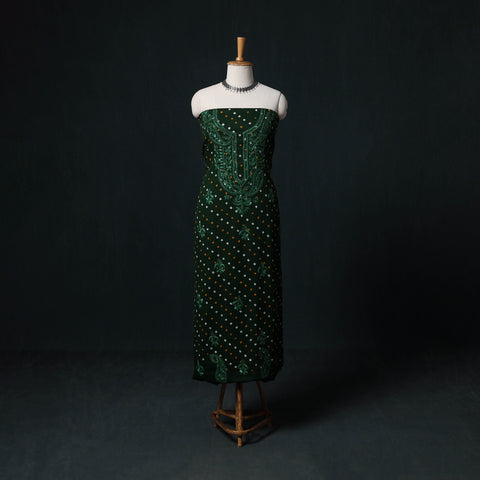 Green - Chikankari Hand Embroidered Cotton Unstitched Kurta Material (3M) 13