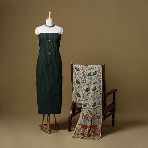 Green - Plain Cotton 3pc Unstitched Dress Material 02