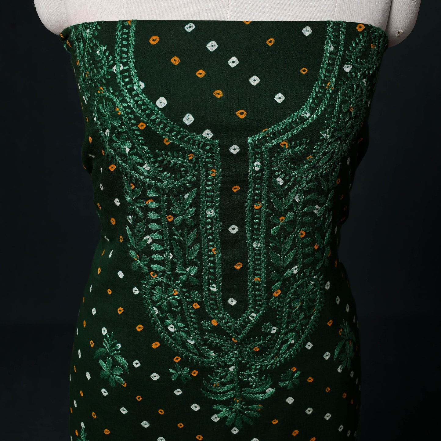 Chikankari Hand Embroidered Cotton Unstitched Kurta Material (3M) 13