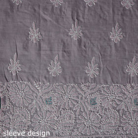 Lucknow Chikankari Parsi Style Hand Embroidered Pure Mul Cotton Unstitched Kurta Material (2.8M) 07