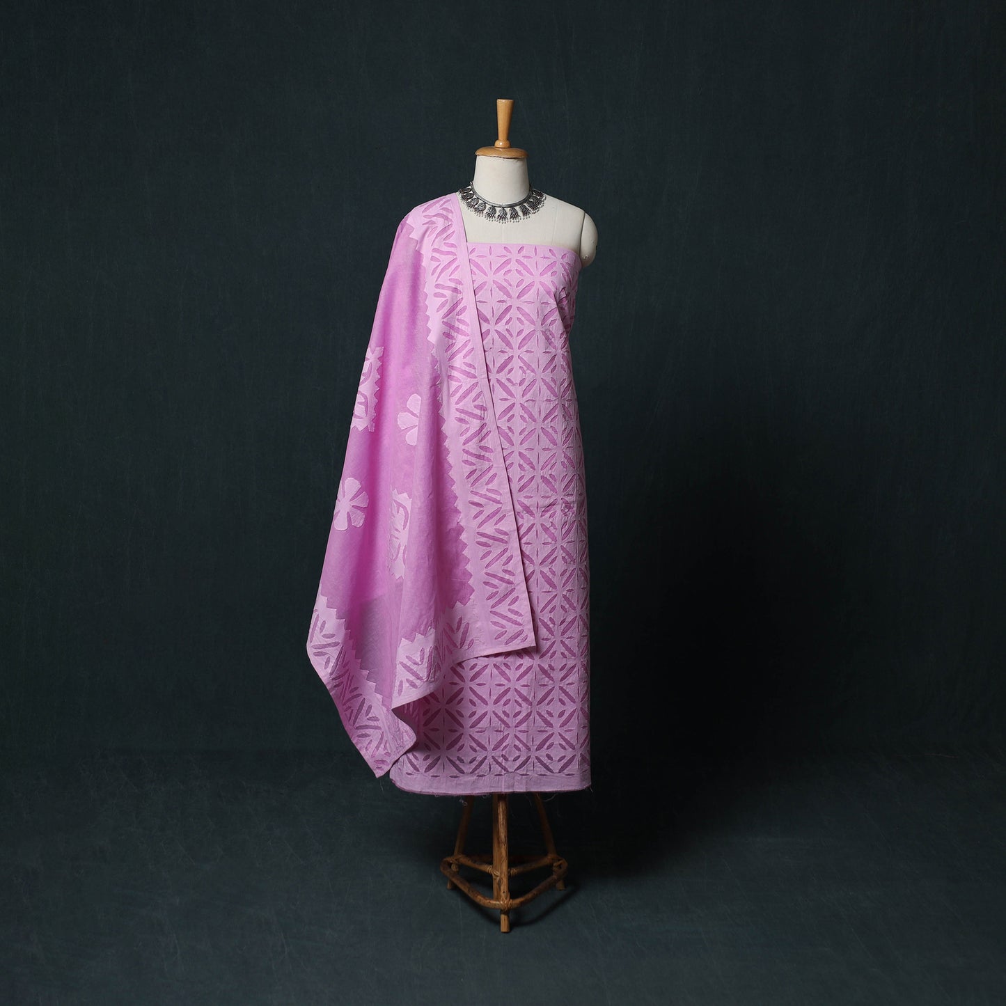 Barmer Applique Cutwork Cotton 3pc Unstitched Dress Material Suit Set 07