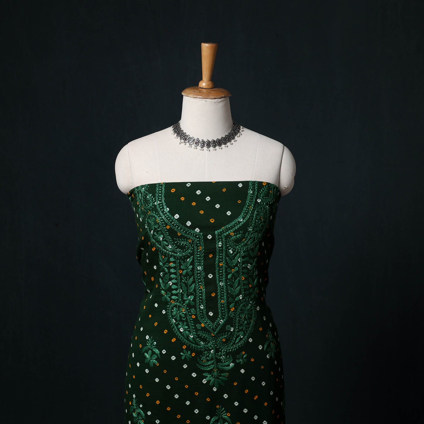 Chikankari Hand Embroidered Cotton Unstitched Kurta Material (3M) 13