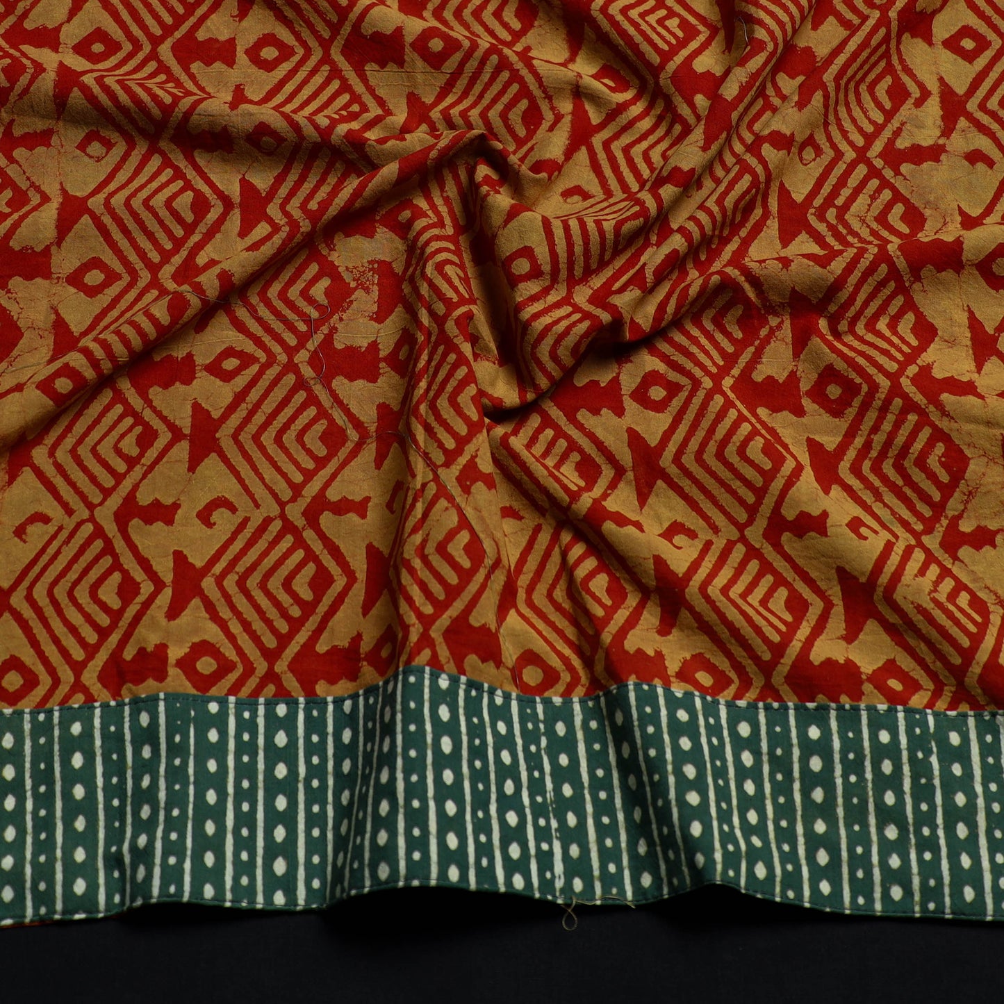 Red - Block Print Cotton Pipad Blouse Piece 149