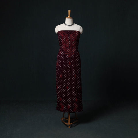 Maroon - Chikankari Hand Embroidered Cotton Unstitched Kurta Material (3M) 14