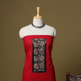 Red - Plain Cotton 3pc Unstitched Dress Material 03