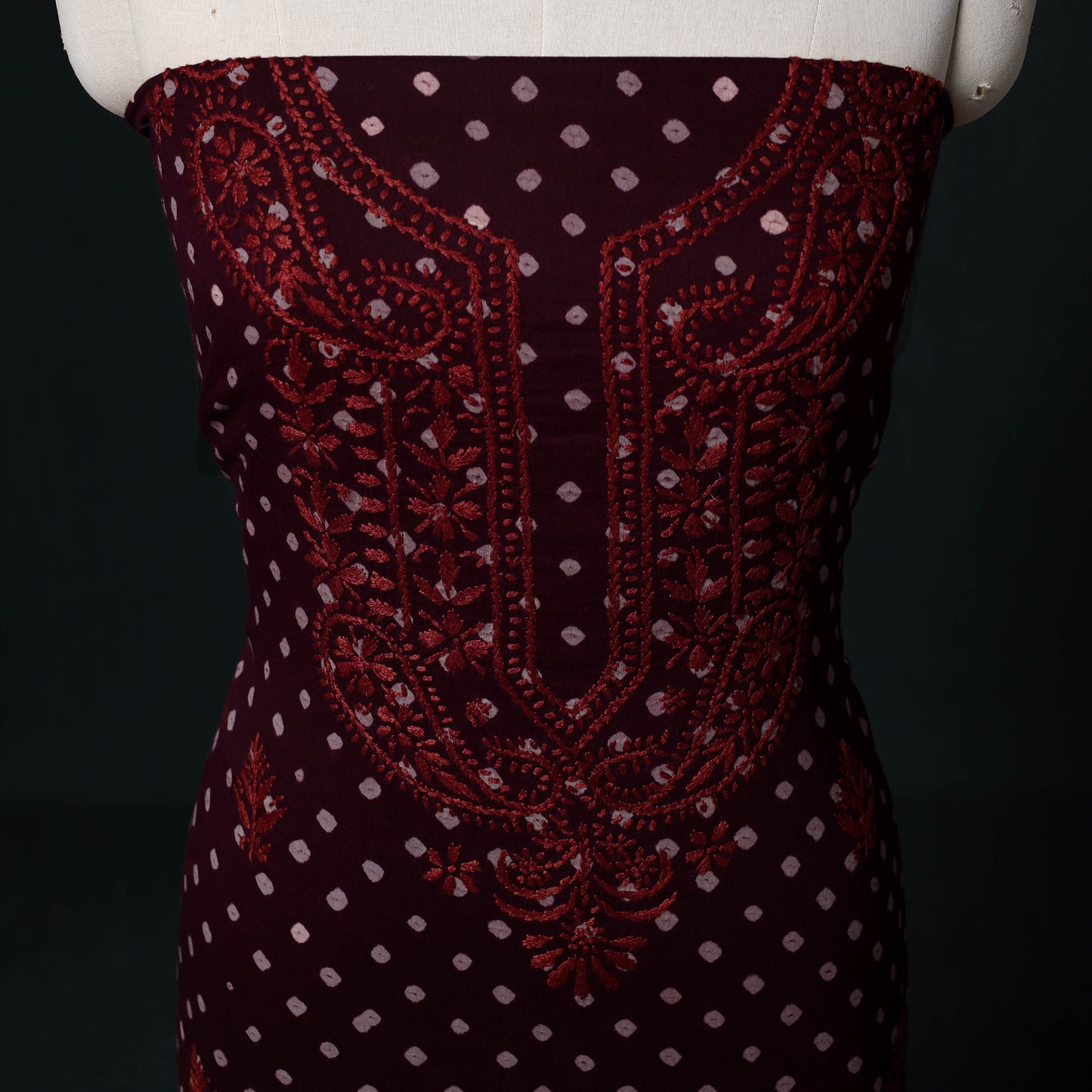 Chikankari Hand Embroidered Cotton Unstitched Kurta Material (3M) 14