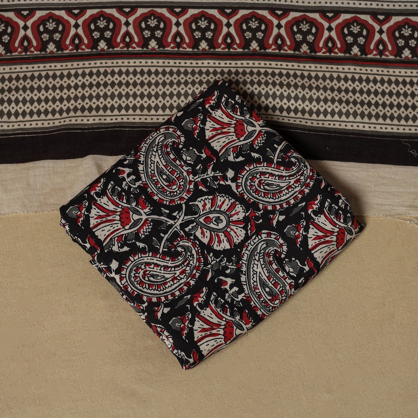 Red - Plain Cotton 3pc Unstitched Dress Material 03