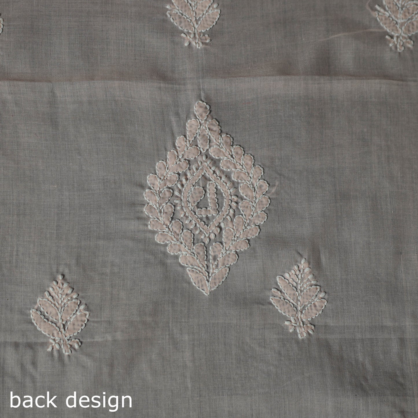 Lucknow Chikankari Parsi Style Hand Embroidered Pure Mul Cotton Unstitched Kurta Material (2.8M) 08