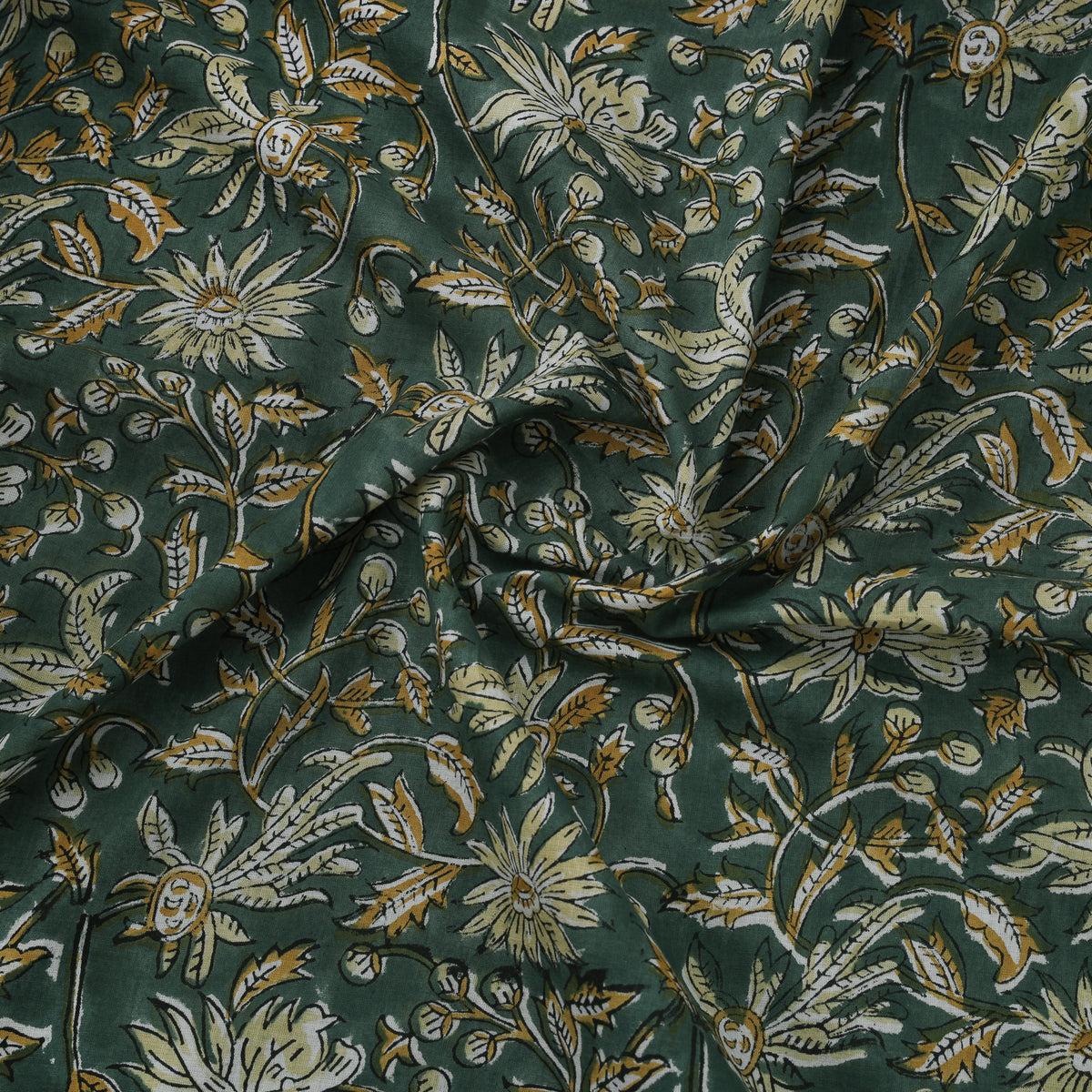 Floral Sanganeri Hand Block Print Pure Cotton Fabric 02