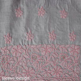 Lucknow Chikankari Parsi Style Hand Embroidered Pure Mul Cotton Unstitched Kurta Material (2.8M) 09