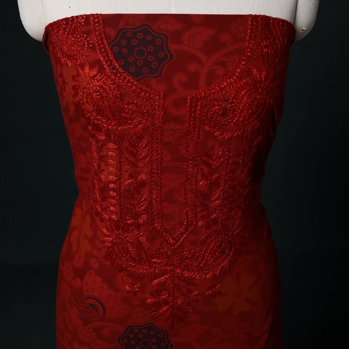Chikankari Hand Embroidered Cotton Unstitched Kurta Material (3M) 16