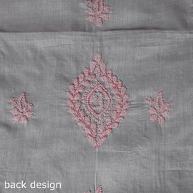 Lucknow Chikankari Parsi Style Hand Embroidered Pure Mul Cotton Unstitched Kurta Material (2.8M) 09