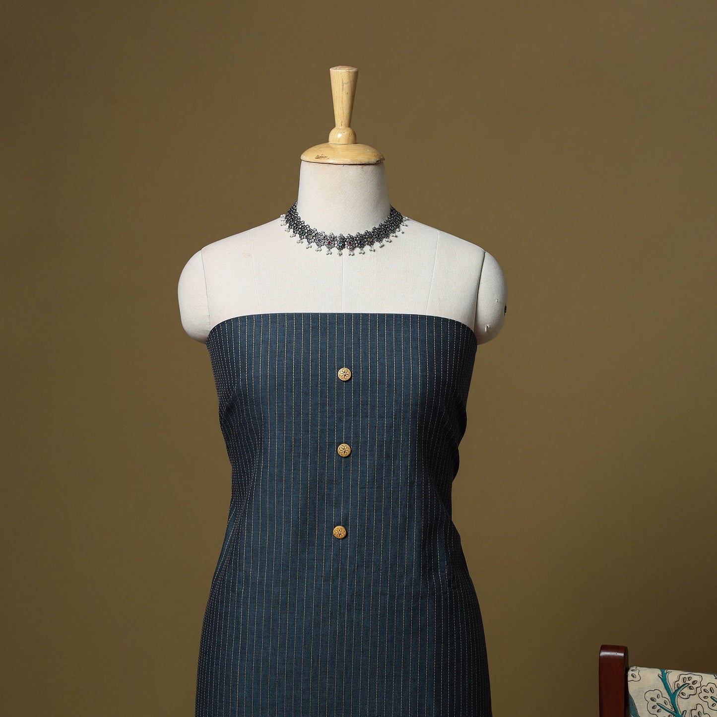 Blue - Plain Cotton 3pc Unstitched Dress Material 05