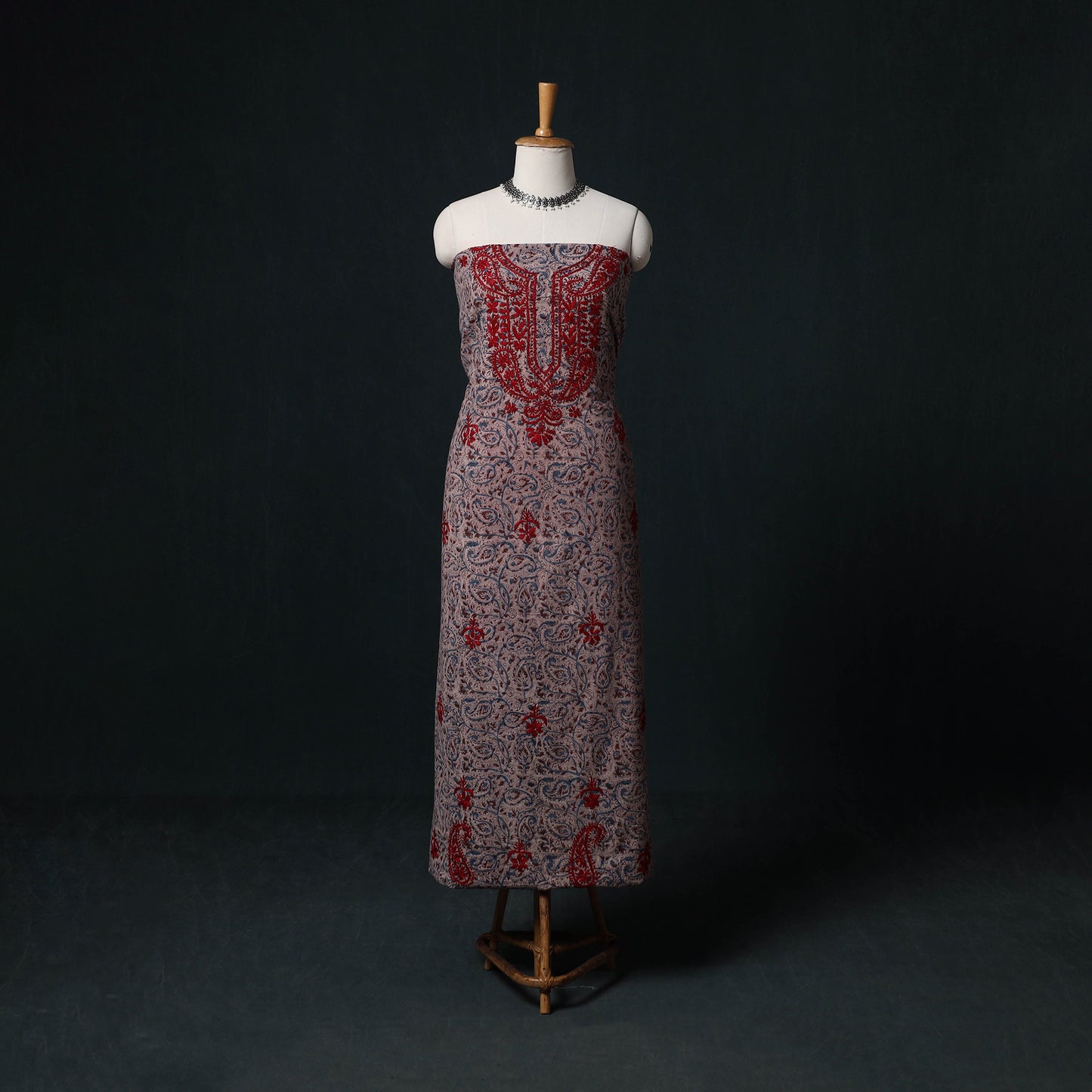 Chikankari Hand Embroidered Cotton Unstitched Kurta Material (3M) 17