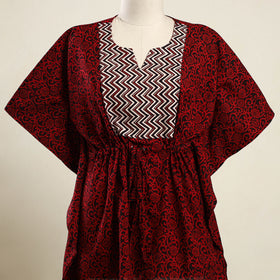 Red - bagh patchwork cotton kaftan (short) 37 - handcrafted