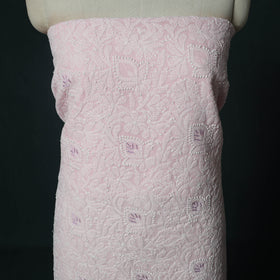 Lucknow Chikankari Parsi Style Hand Embroidered Pure Mul Cotton Unstitched Kurta Material (2.8M) 10