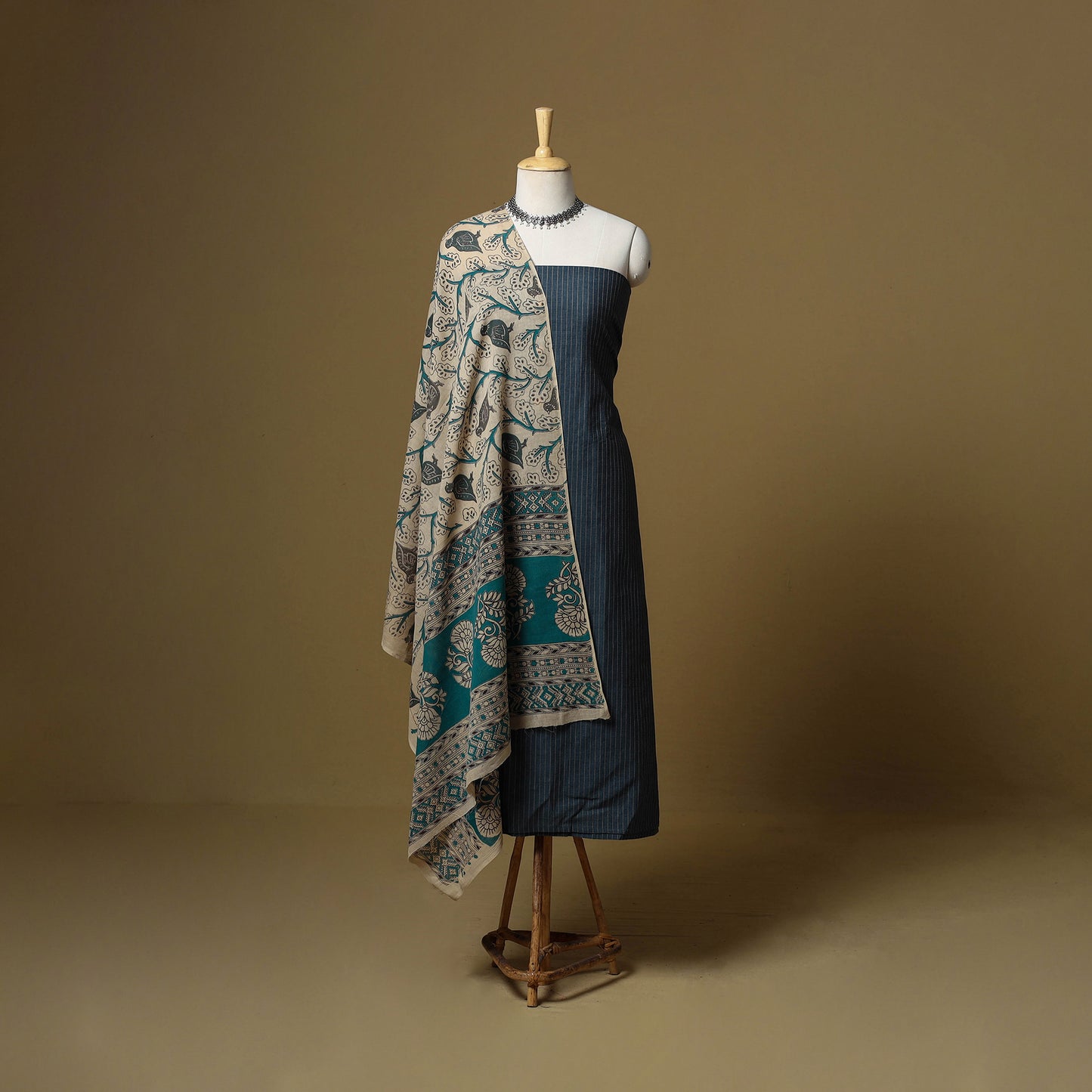 Blue - Plain Cotton 3pc Unstitched Dress Material 05