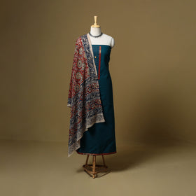 Blue - Plain Cotton 3pc Unstitched Dress Material 06