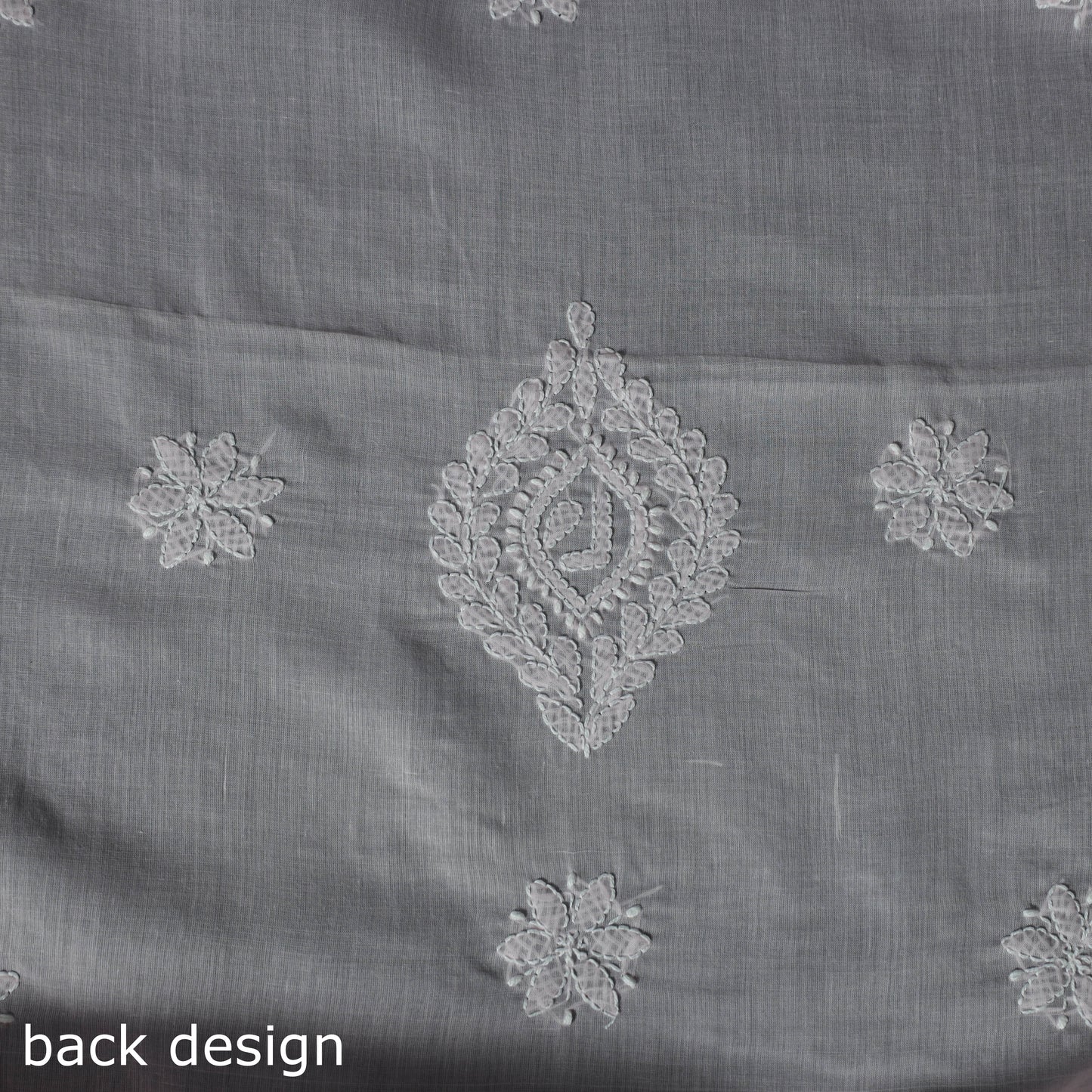 Lucknow Chikankari Parsi Style Hand Embroidered Pure Mul Cotton Unstitched Kurta Material (2.8M) 10