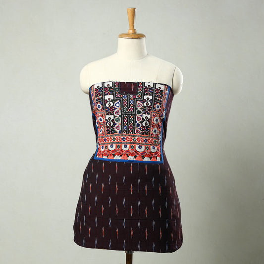 Black - Exclusive! Kutch Embroidery Work Cotton Kurta Material - (2.9 Meter) 01