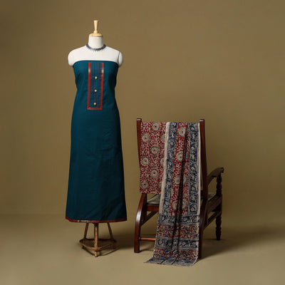 Blue - Plain Cotton 3pc Unstitched Dress Material 06