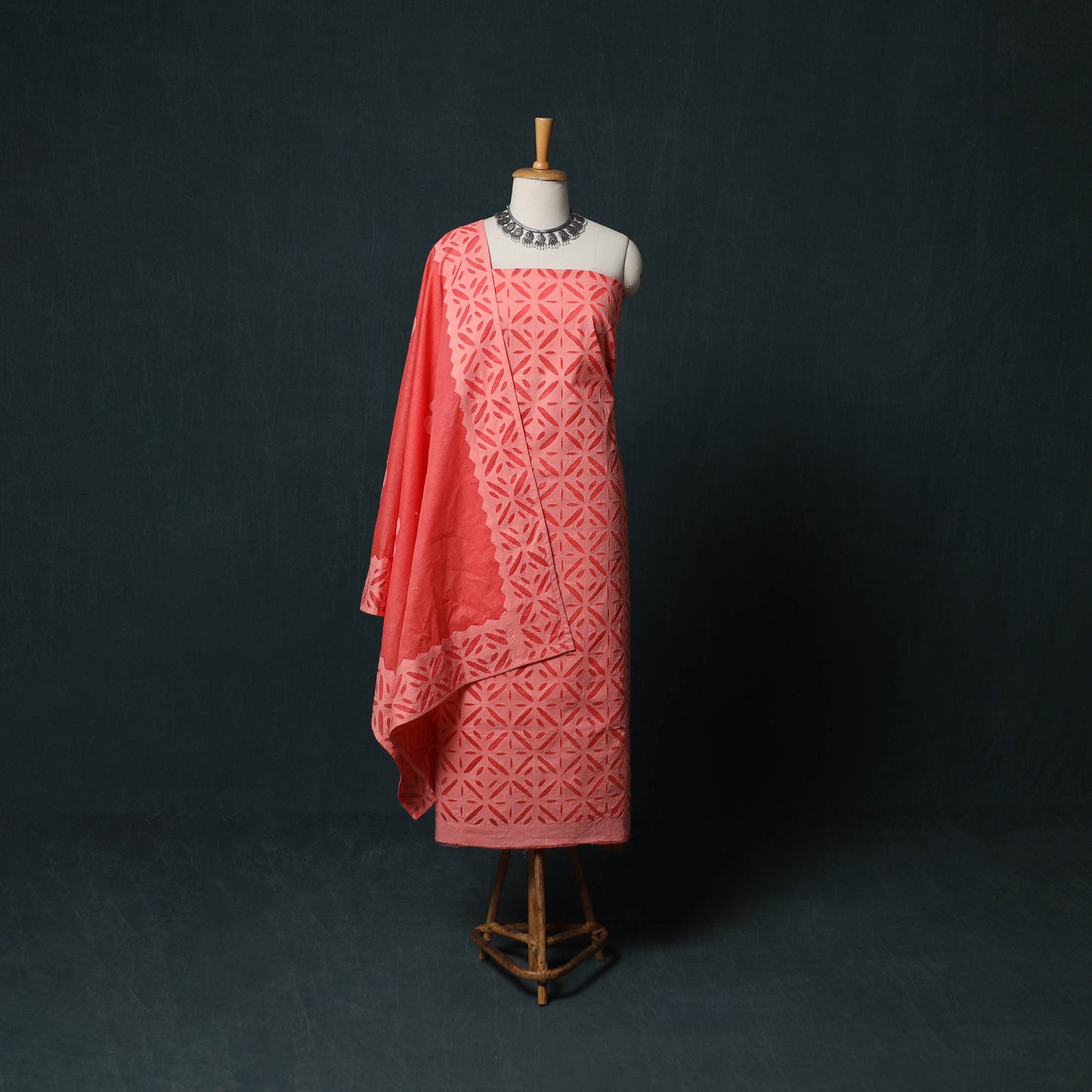 Barmer Applique Cutwork Cotton 3pc Unstitched Dress Material Suit Set 09
