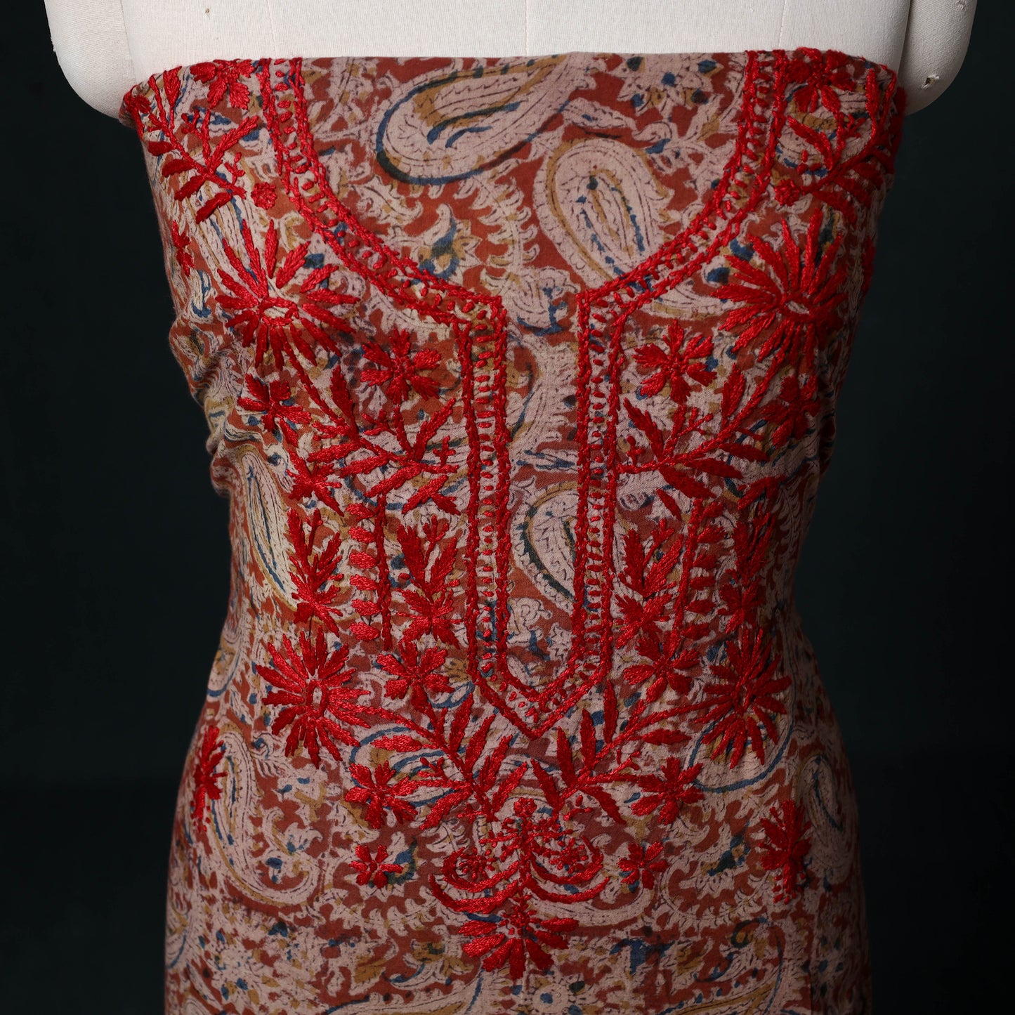 Chikankari Hand Embroidered Cotton Unstitched Kurta Material (3M) 18
