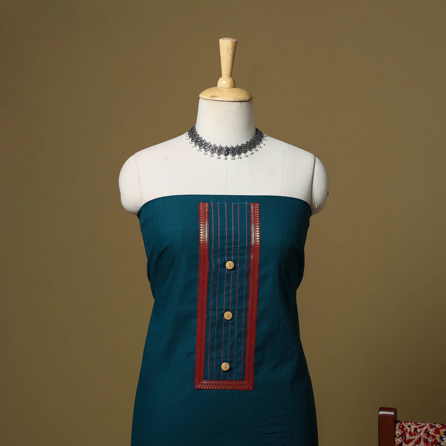 Blue - Plain Cotton 3pc Unstitched Dress Material 06