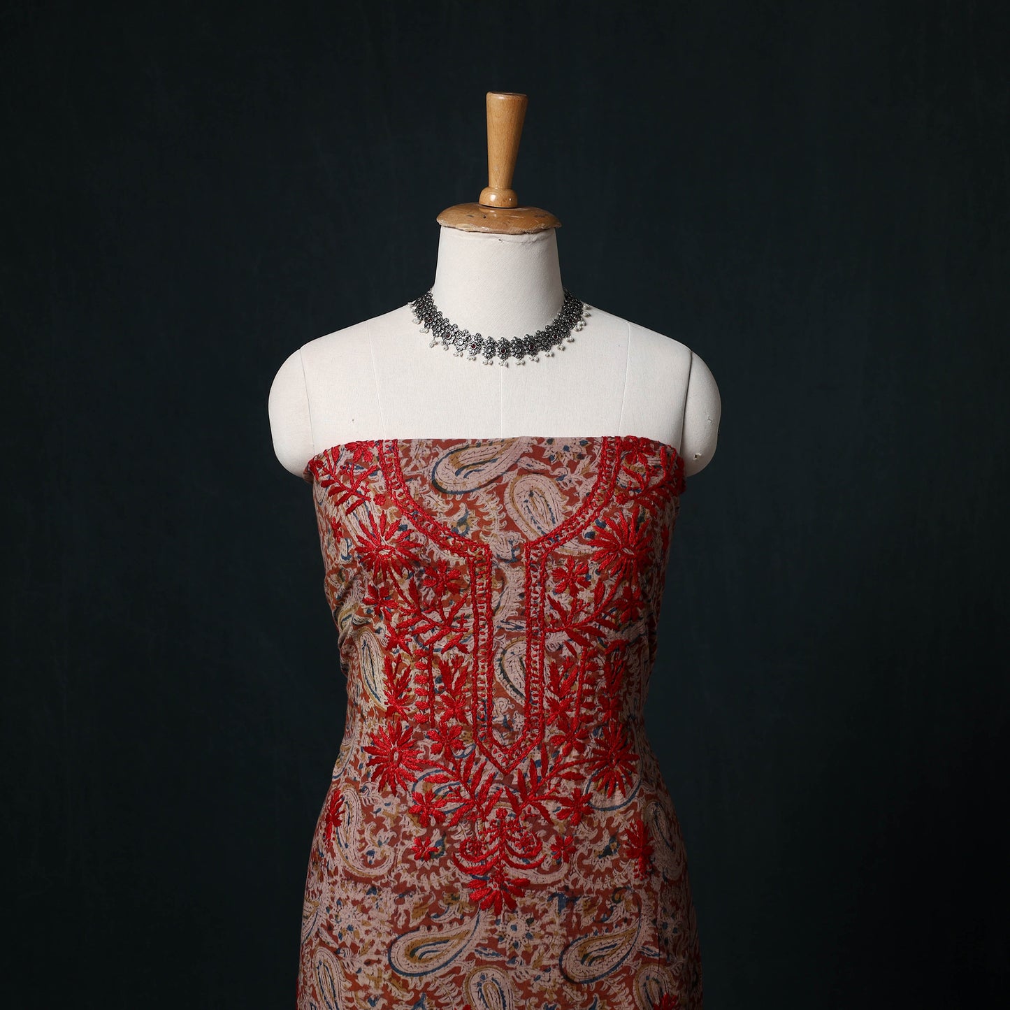 Chikankari Hand Embroidered Cotton Unstitched Kurta Material (3M) 18