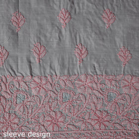 Lucknow Chikankari Parsi Style Hand Embroidered Pure Mul Cotton Unstitched Kurta Material (2.8M) 11