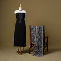 Black - Plain Cotton 3pc Unstitched Dress Material 07