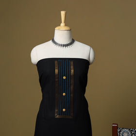 Black - Plain Cotton 3pc Unstitched Dress Material 07