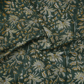 Floral Hand Block Sanganeri Print Linen Fabric 02