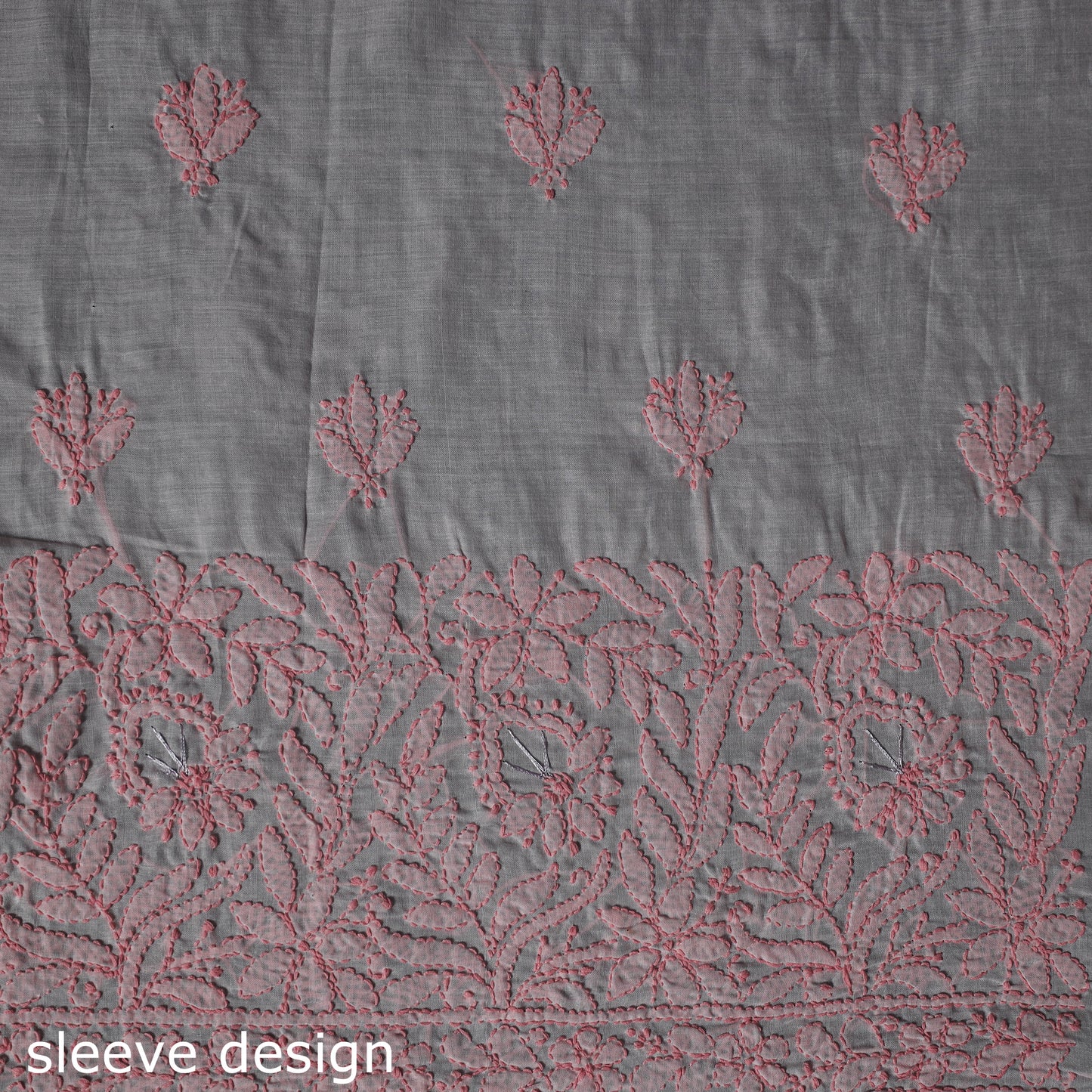 Lucknow Chikankari Parsi Style Hand Embroidered Pure Mul Cotton Unstitched Kurta Material (2.8M) 12