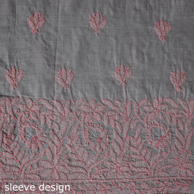 Lucknow Chikankari Parsi Style Hand Embroidered Pure Mul Cotton Unstitched Kurta Material (2.8M) 12
