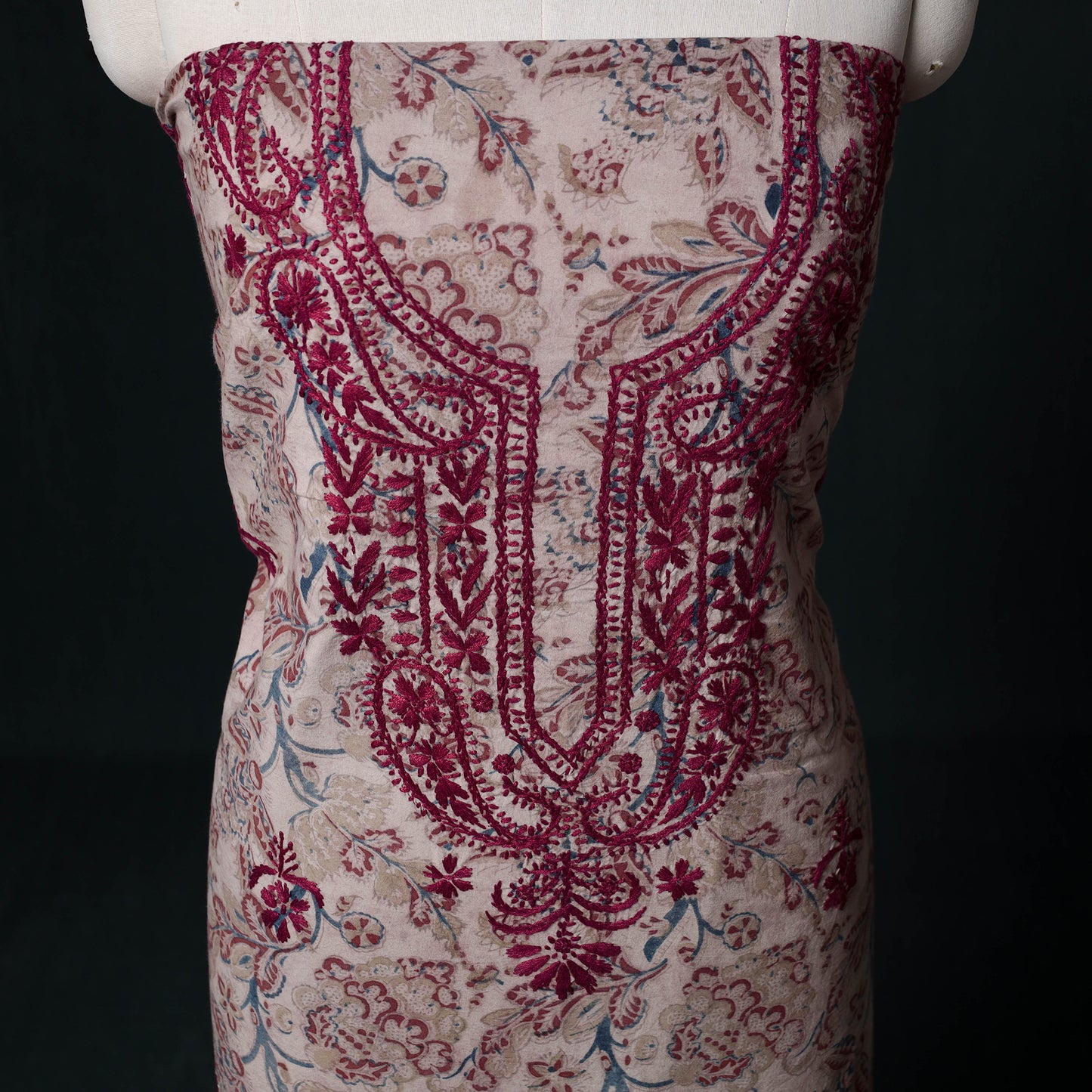 Chikankari Hand Embroidered Cotton Unstitched Kurta Material (3M) 19