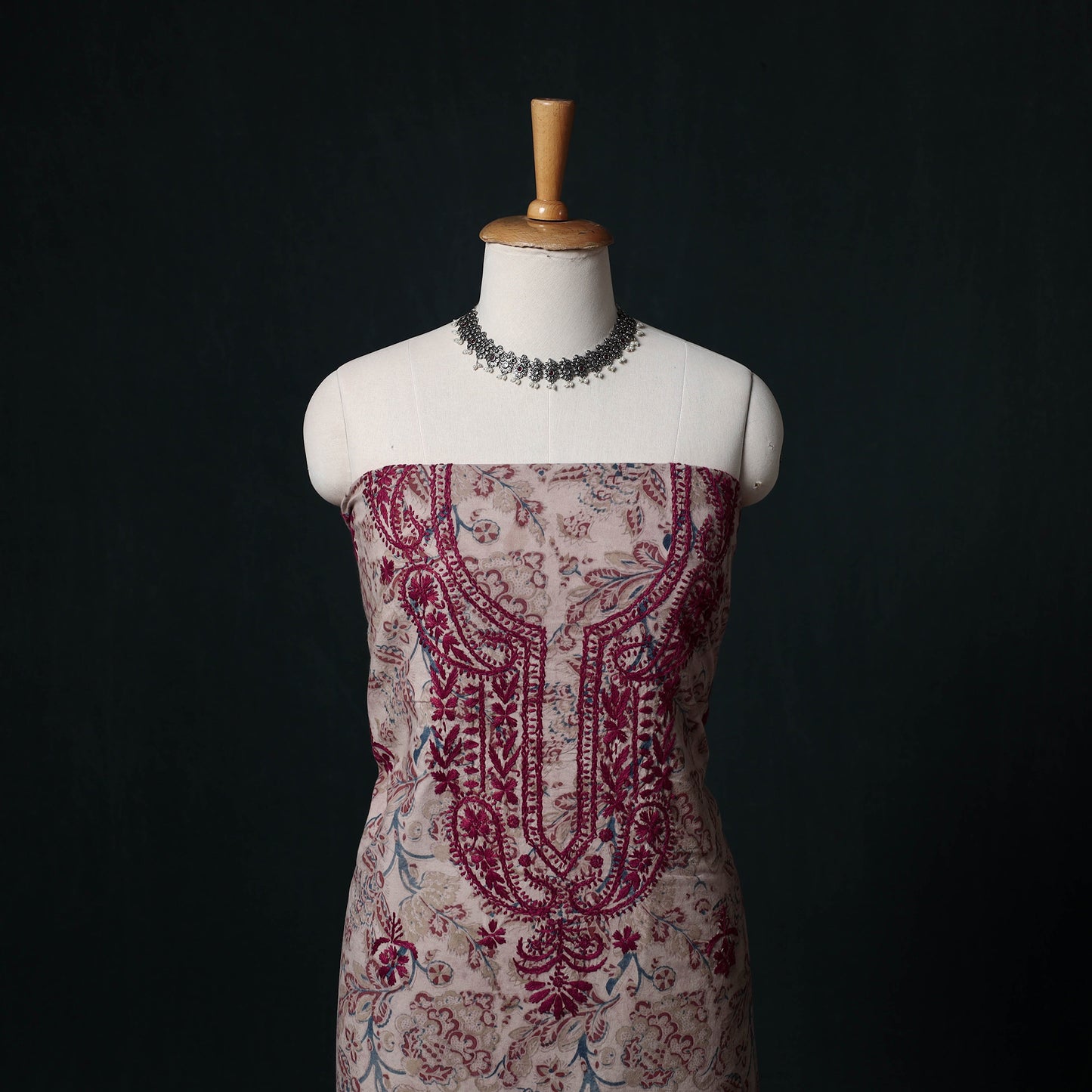 Chikankari Hand Embroidered Cotton Unstitched Kurta Material (3M) 19