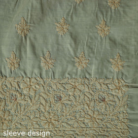 Lucknow Chikankari Parsi Style Hand Embroidered Pure Mul Cotton Unstitched Kurta Material (2.8M) 13